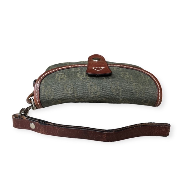 Dooney & Bourke Olive Green Signature Fabric w/Brown Leather Trim Wristlet - Picture 6 of 8